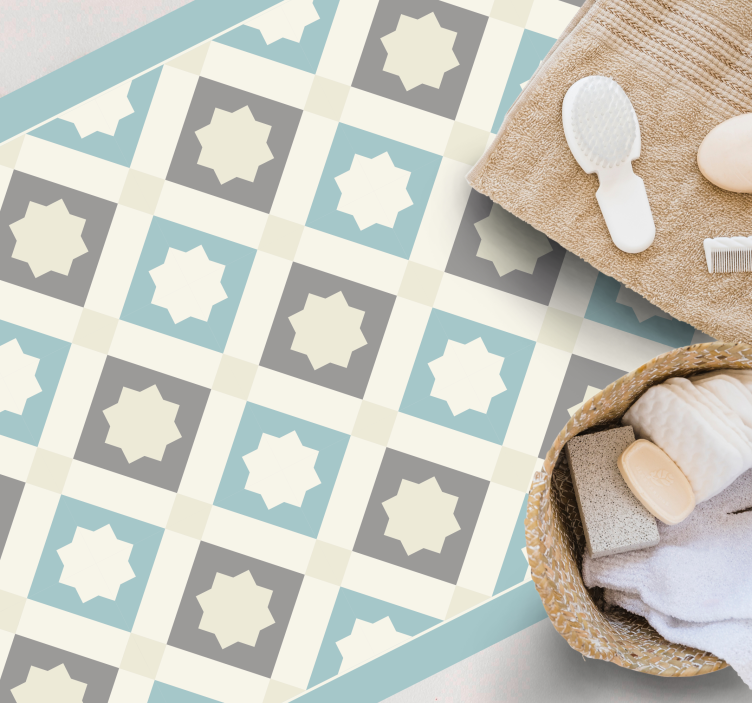 Elegant Star Motif tile vinyl rug - TenStickers