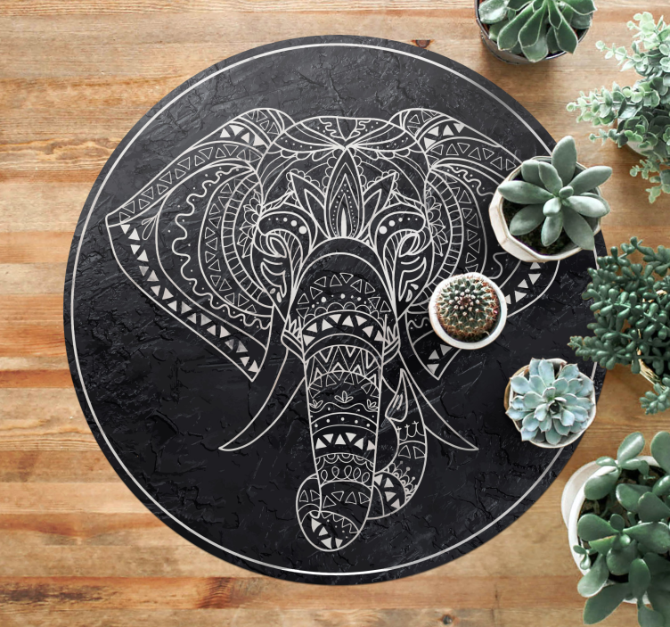 elephant shaped marble texture mandala rug - TenStickers