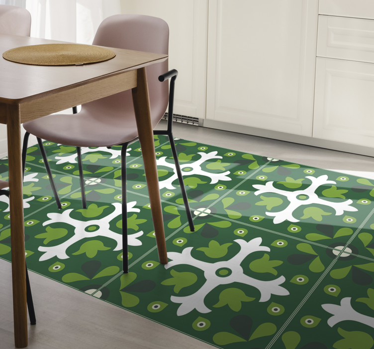 Emerald Botanical Print nature vinyl rug - TenStickers