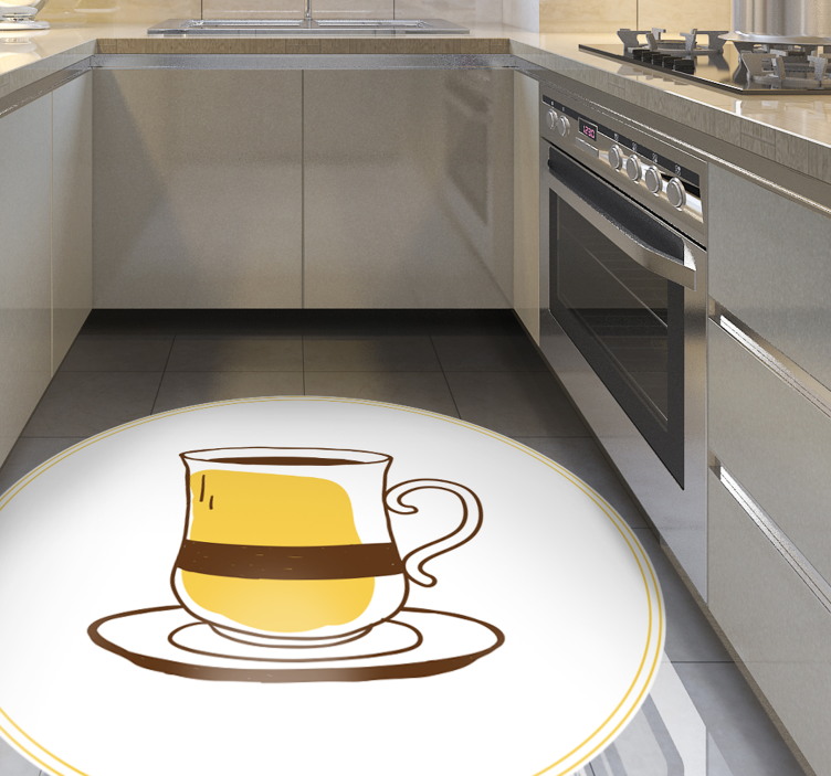 Espresso Glass Illustration kitchen vinyl rug - TenStickers