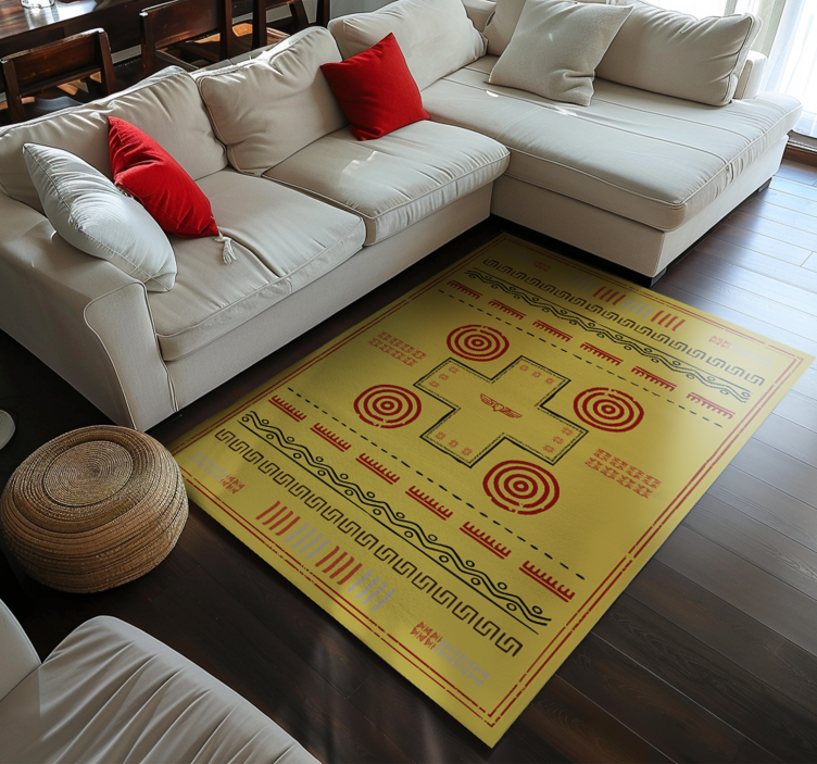 Ethnic design yellow vinyl rug - TenStickers