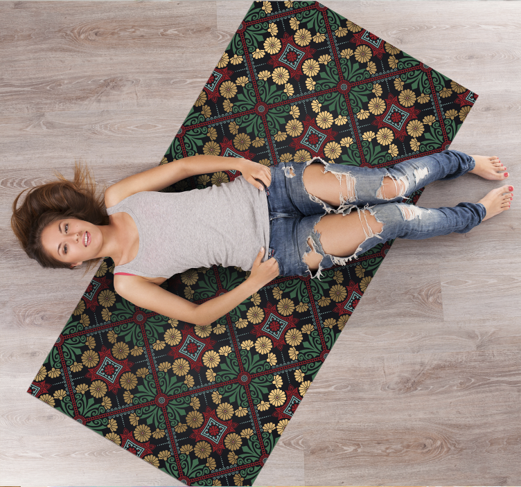 Ethnic Pattern Ornamentation world map vinyl rug - TenStickers