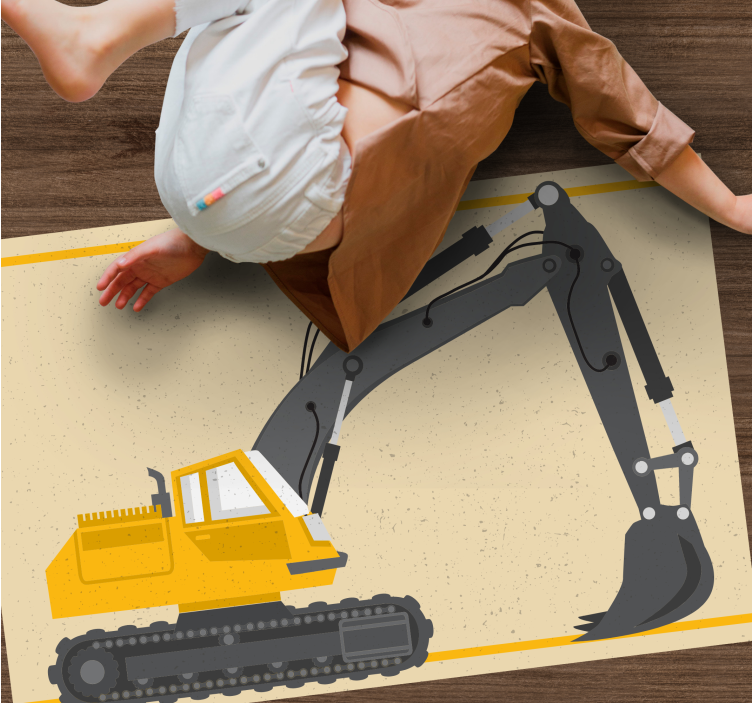 Excavator illustration kids vinyl rug - TenStickers