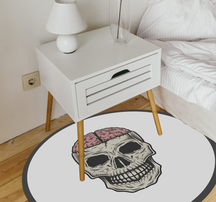 Exposed Cranium Sketch halloween vinyl rug - TenStickers
