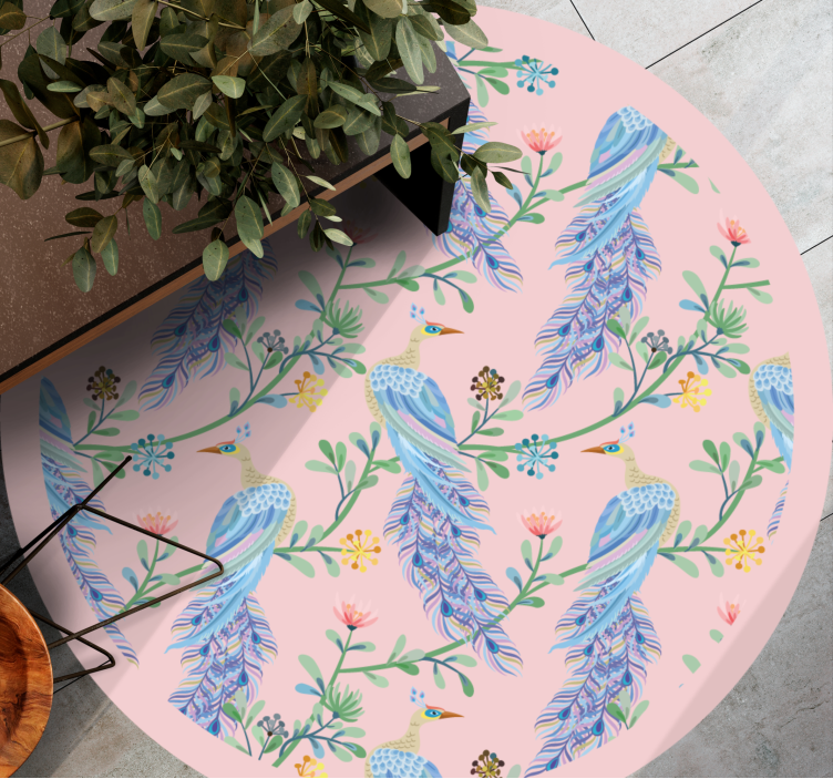 Feathered Botanicals floral vinyl rug - TenStickers