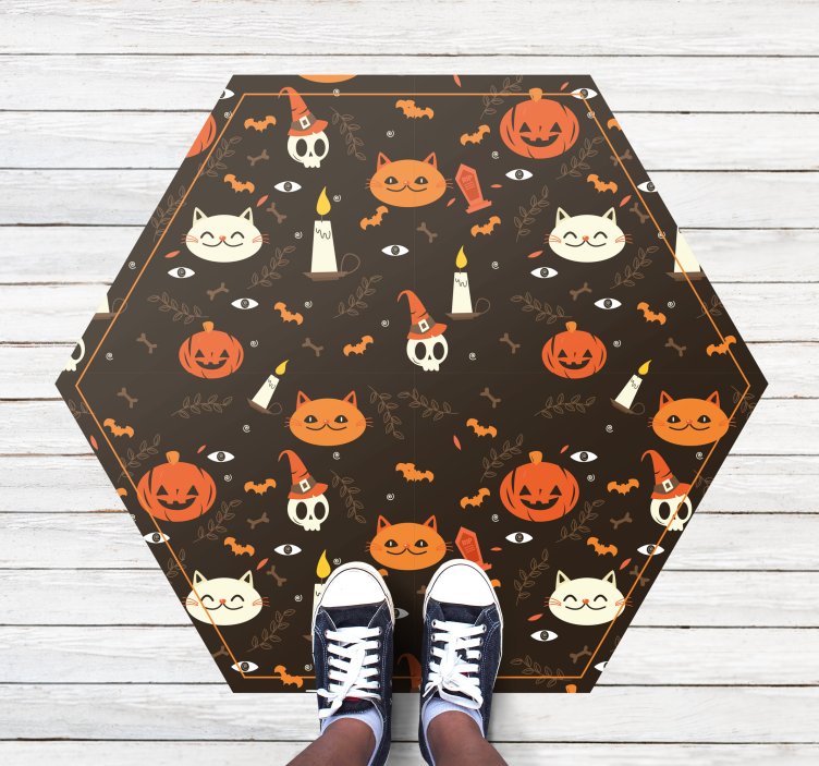 Festive Halloween Pattern halloween vinyl rug - TenStickers