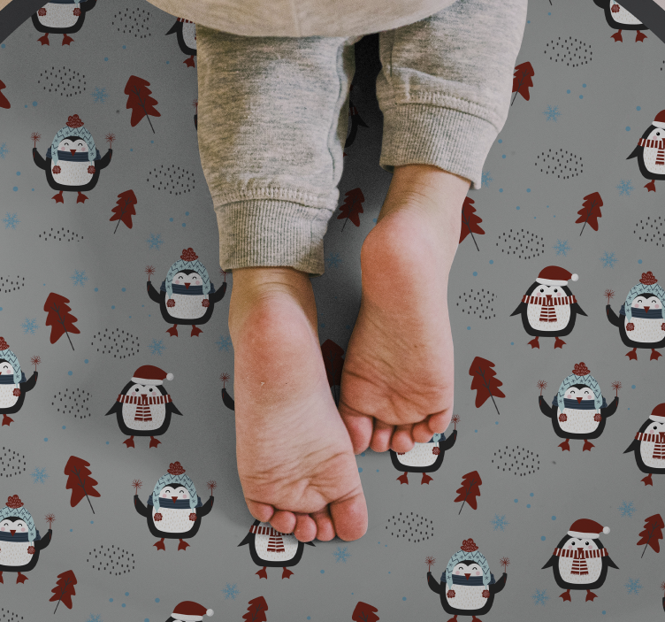 Festive Penguin Motif Christmas vinyl rug - TenStickers