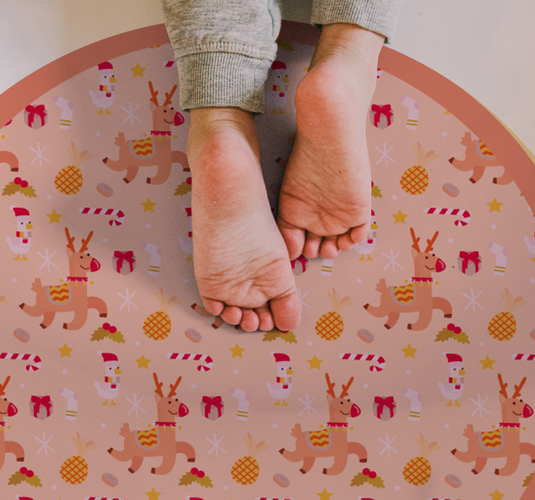 Festive Reindeer Circle Christmas vinyl rug - TenStickers