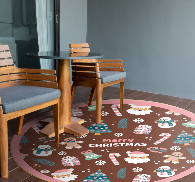 Festive Round Circle Christmas vinyl rug - TenStickers