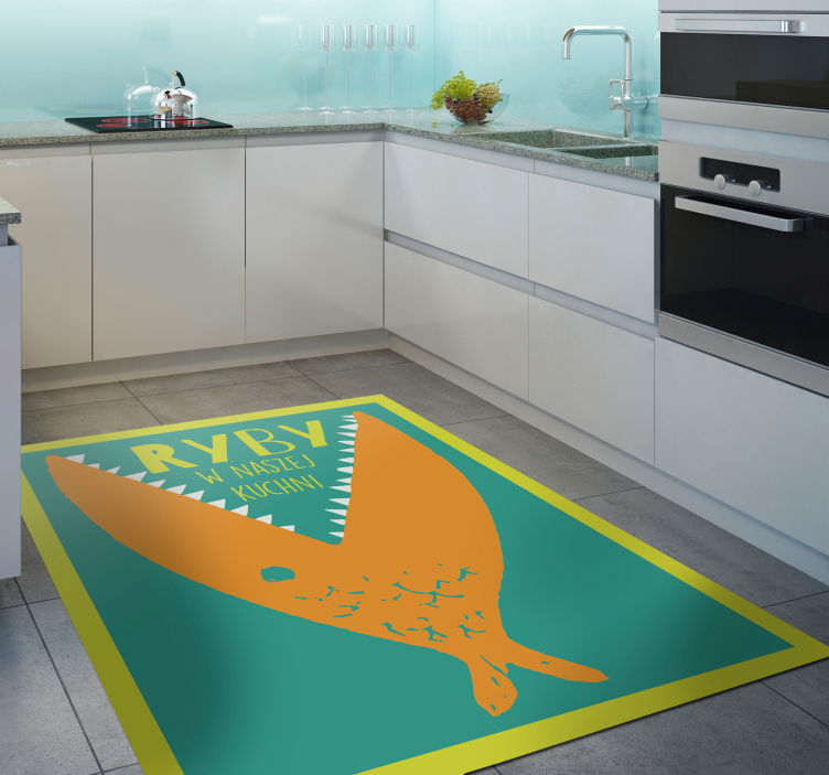 Aquatic culinary sign kitchen vinyl rug - TenStickers