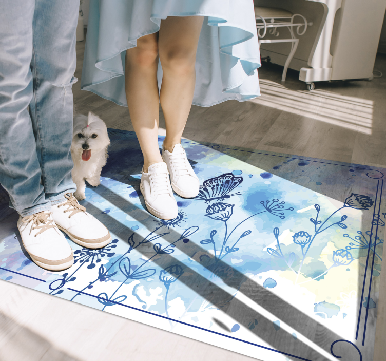 floral draw and butterflies animal rug - TenStickers