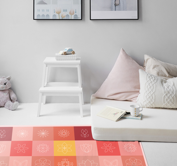Floral Gradient Palette floral vinyl rug - TenStickers