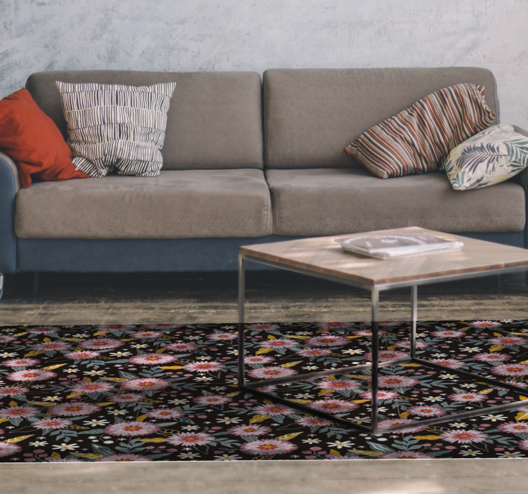 Floral Motif Detail floral vinyl rug - TenStickers