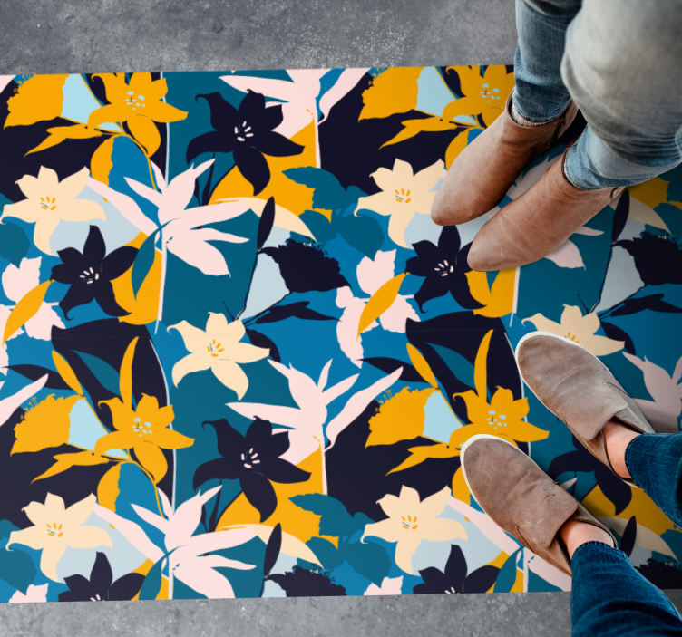 Floral Motif floral vinyl rug - TenStickers