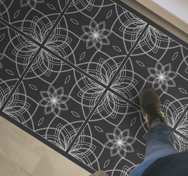 Floral Outline floral vinyl rug - TenStickers