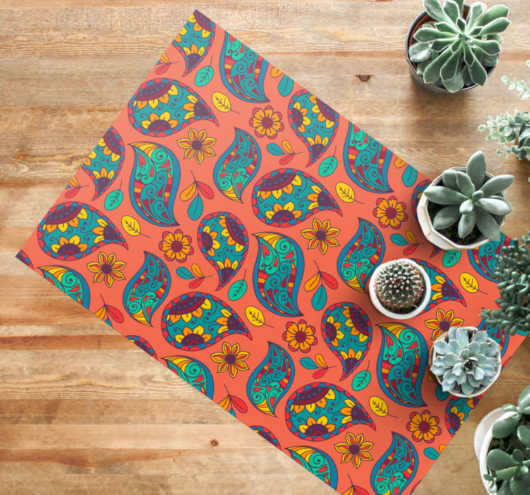 Floral Paisley Pattern floral vinyl rug - TenStickers