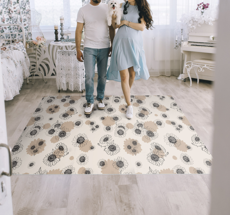 Floral Surface Pattern floral vinyl rug - TenStickers
