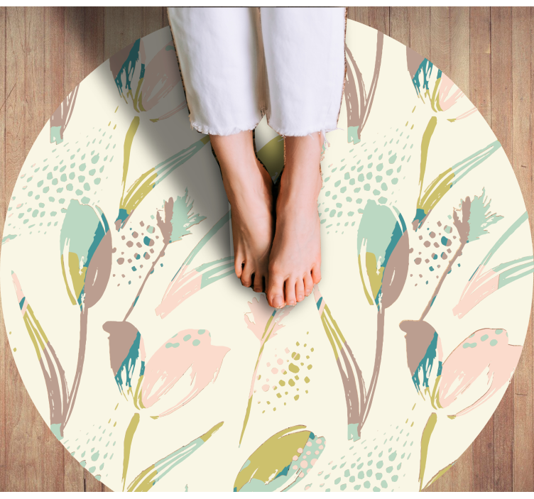 Floral vinyl rug floral patterns circle - TenStickers