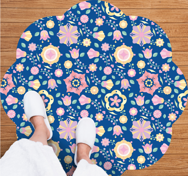 Floral vinyl rug in botanical bliss design - TenStickers
