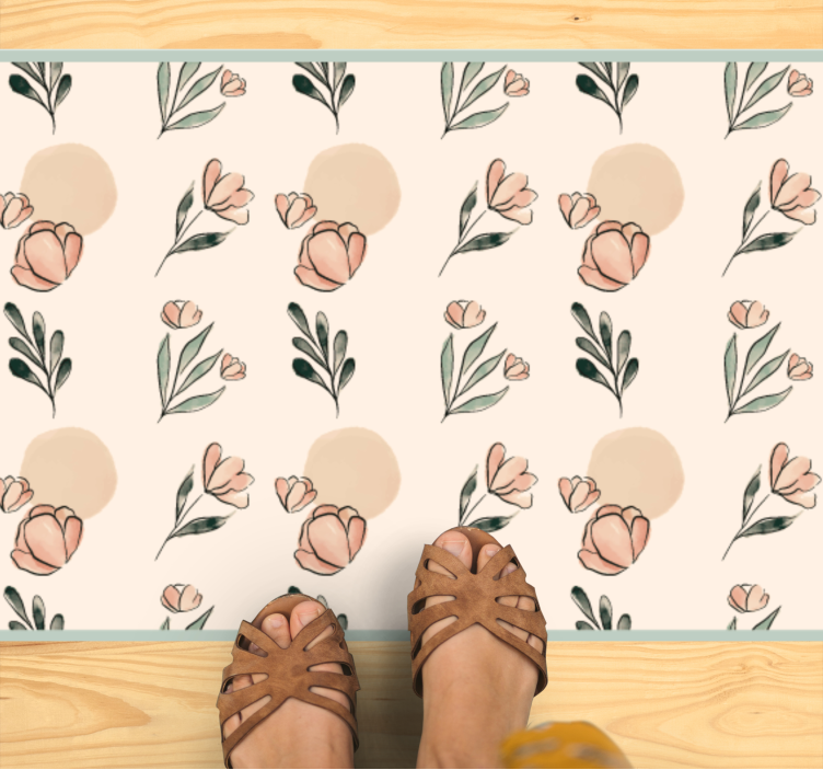 Floral vinyl rug in floral patterned shades - TenStickers