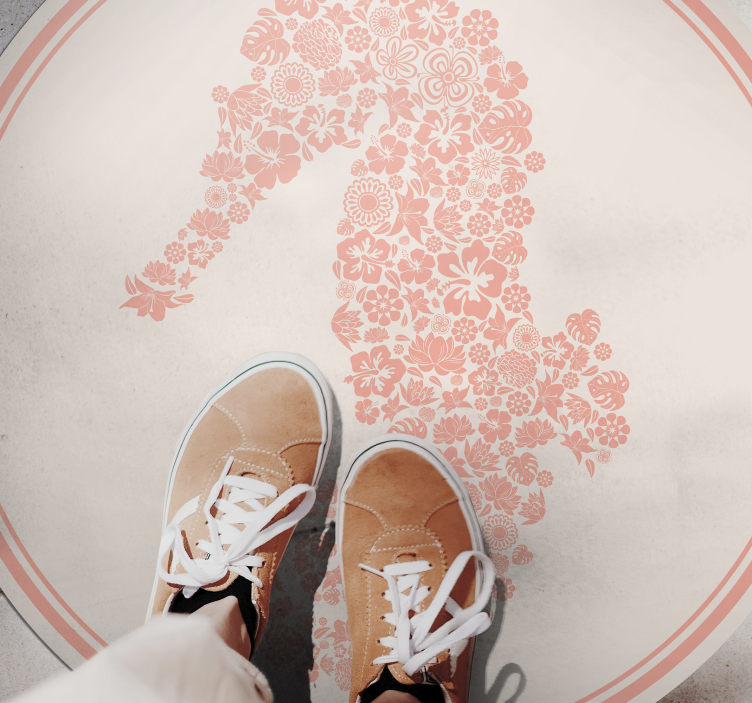 Floral vinyl rug seahorse floral design - TenStickers