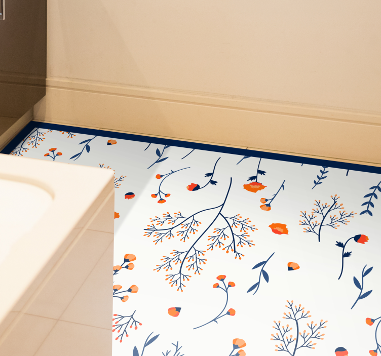 Floral vinyl rug with floral branches design - TenStickers