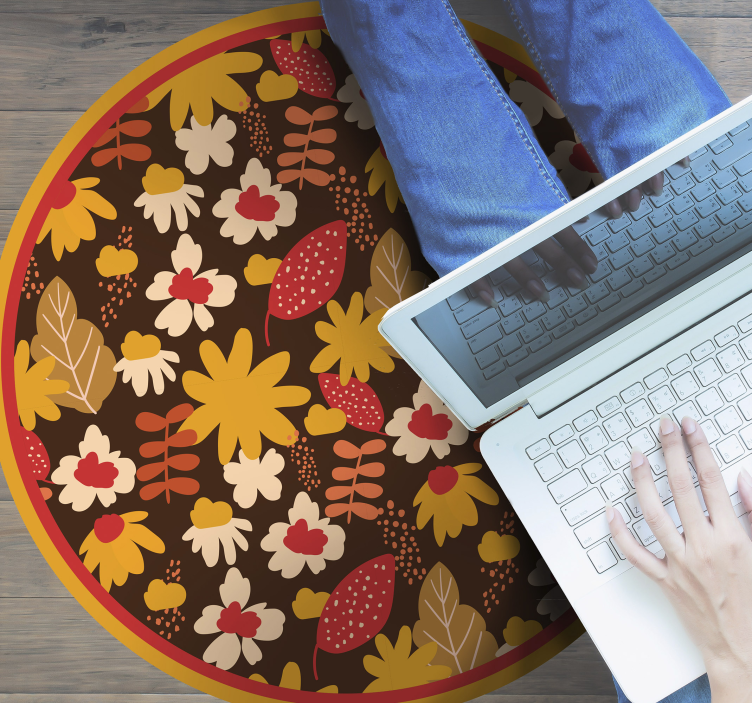 Floral vinyl rug with joyful floral design - TenStickers