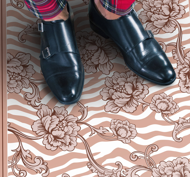 Zebra floral fusion bedroom vinyl rug - TenStickers