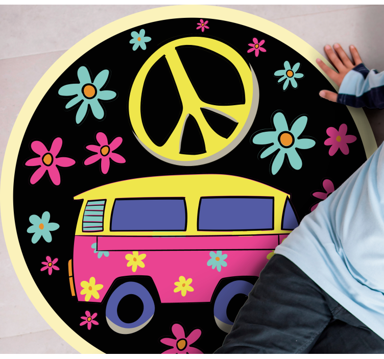 Flower Power Van kids vinyl rug - TenStickers