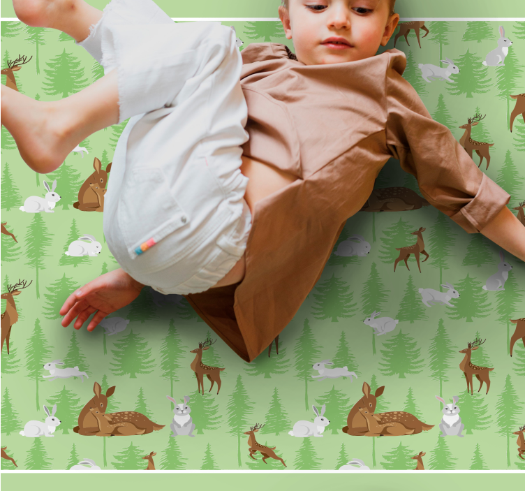 Green forest creatures animal vinyl rug - TenStickers