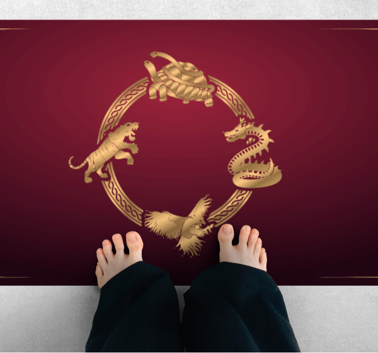 Four symbols dragon tiger animal rug - TenStickers