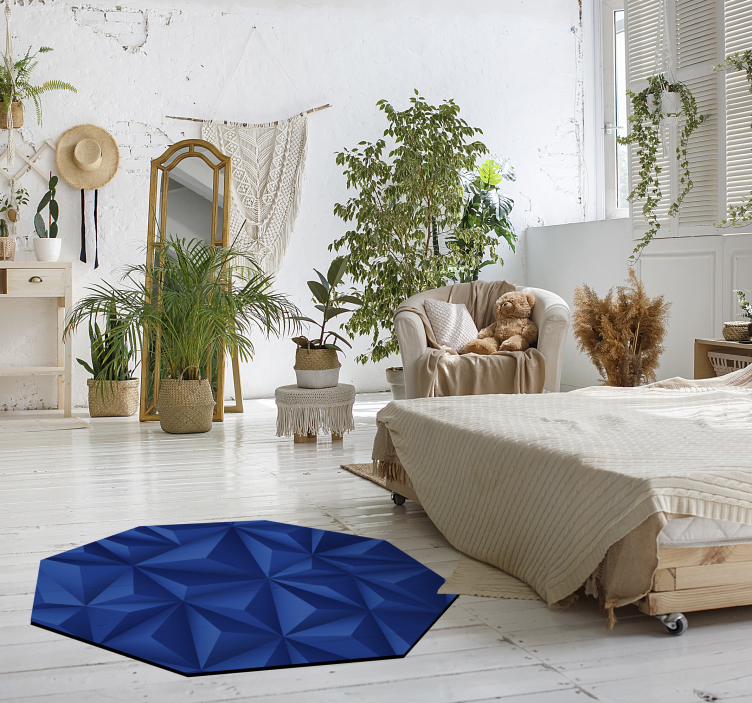 Geometric Blue Facets geometric vinyl rug - TenStickers