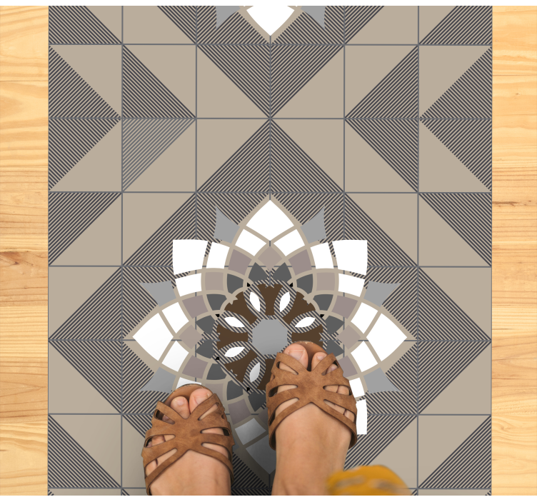 Geometric Floral Motif mosaic vinyl rug - TenStickers