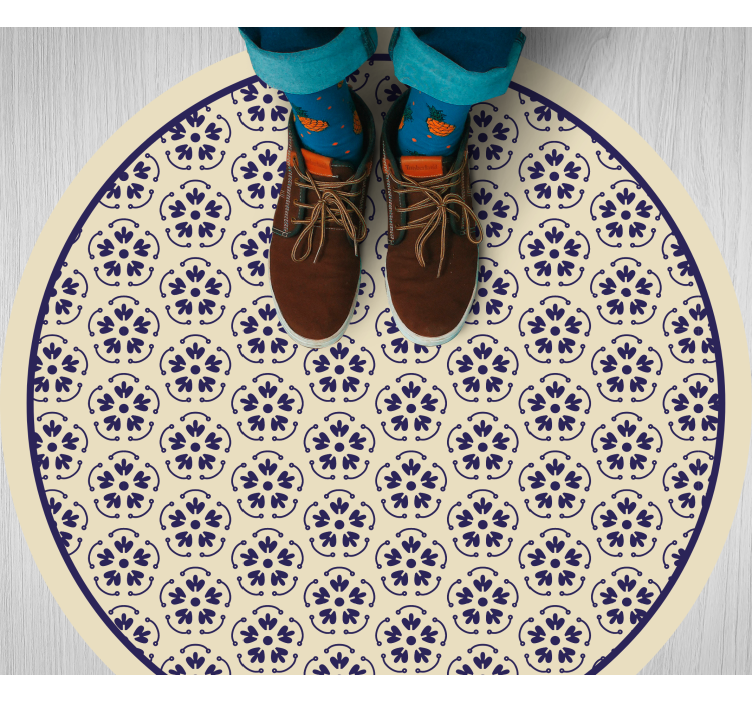 Geometric flower pattern tile carpet - TenStickers