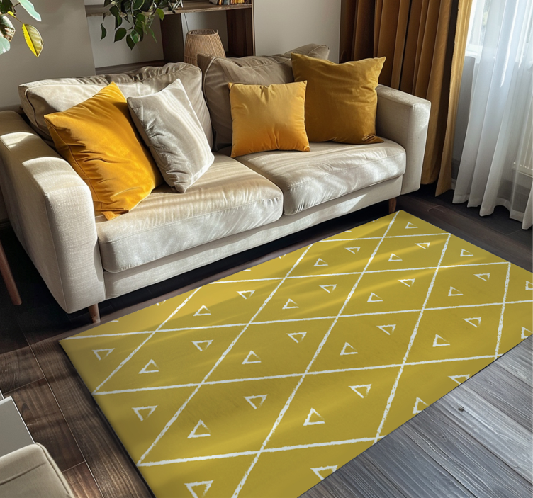 Geometric rhombus pattern yellow vinyl rug - TenStickers