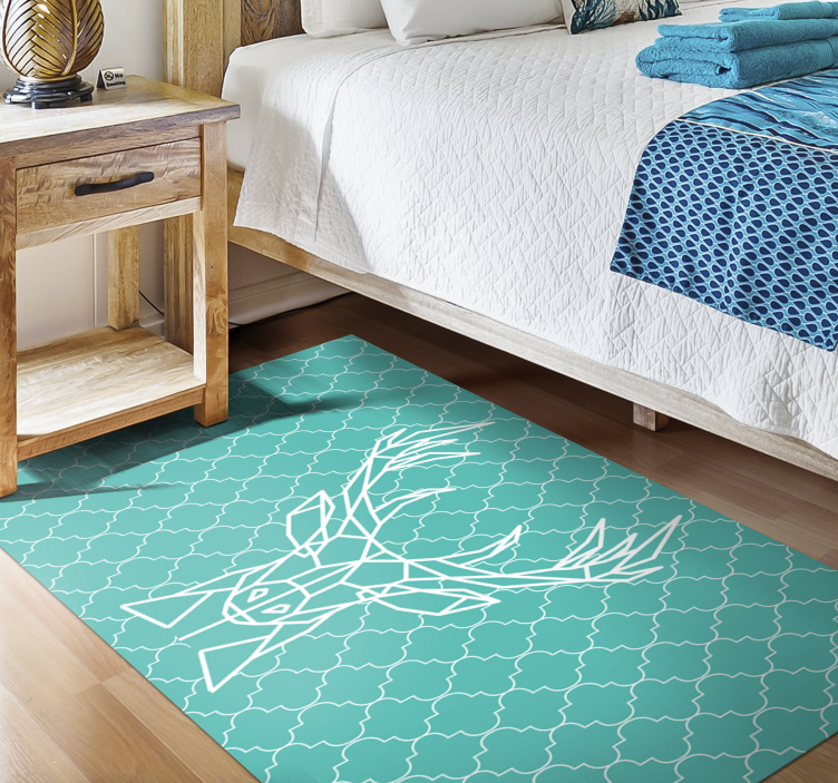 Turquoise origami stag animal vinyl rug - TenStickers