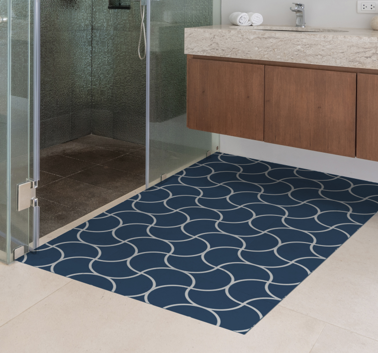 Geometric Wave Pattern bathroom vinyl rug - TenStickers
