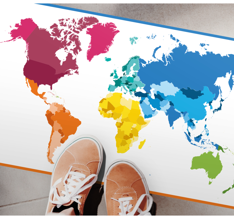Colors of the World Map world map vinyl rug - TenStickers