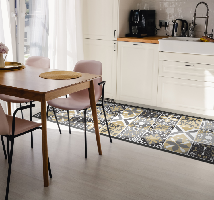 Gold and Silver patch tiles kitchen floor tiles - TenStickers