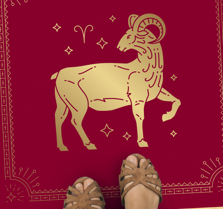 Golden aries symbol animal vinyl rug - TenStickers