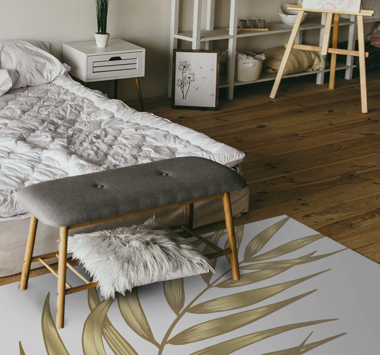 Golden Foliage Pattern floral vinyl rug - TenStickers