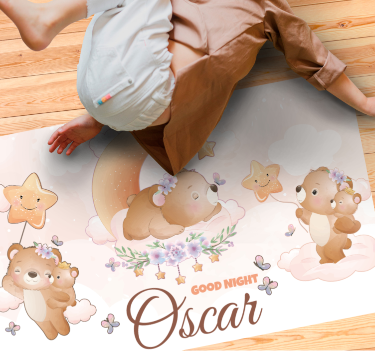 Good Night Bears custom vinyl rug - TenStickers