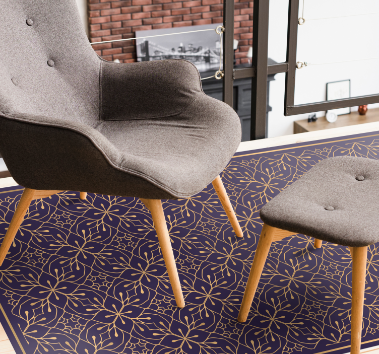 Graceful Botanical Idea floral vinyl rug - TenStickers