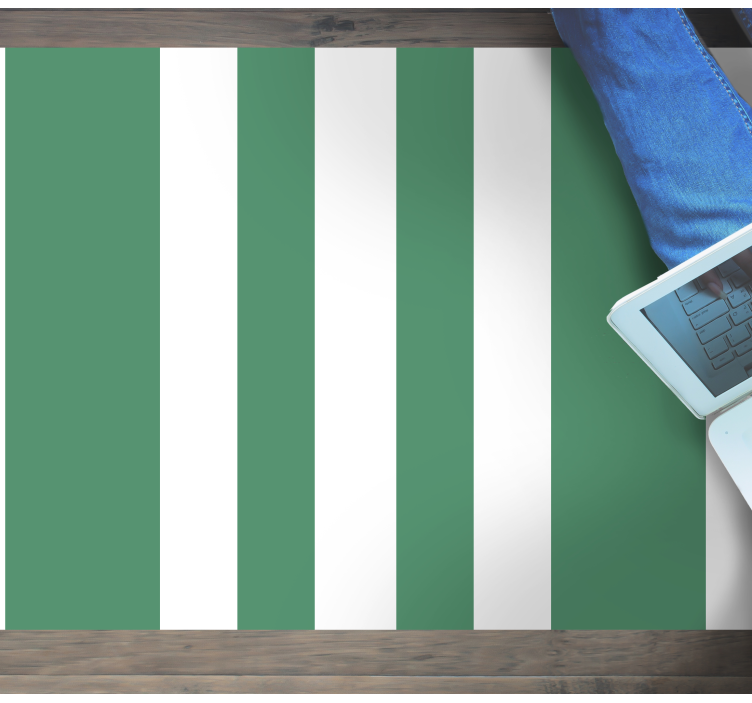 GREEN AND WHITE STRIPES striped vinyl rug - TenStickers