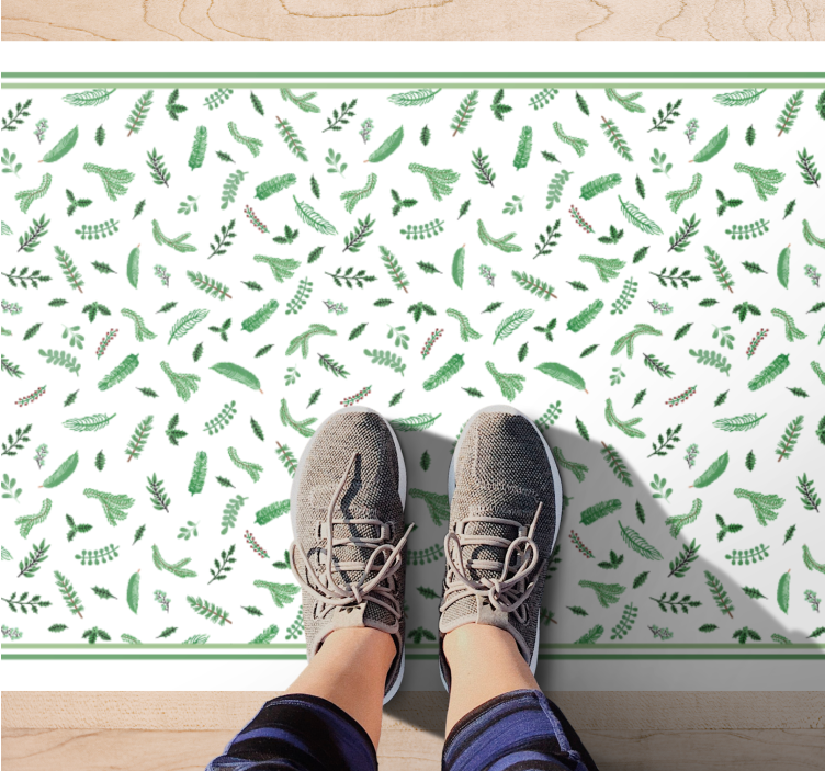 Green Botanical Footwear floral rug - TenStickers
