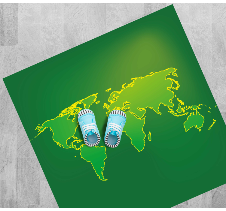 Emerald Realm Outline world map vinyl rug - TenStickers