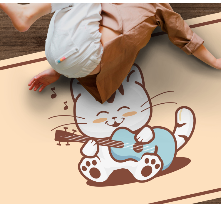 Happy cat musician animal vinyl rug - TenStickers