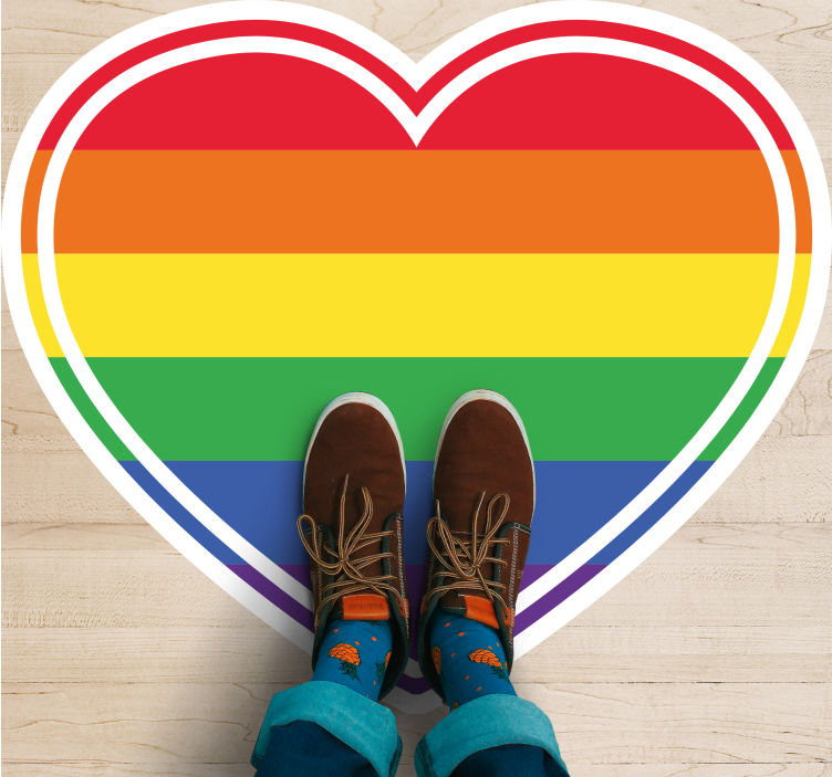 Heart Rainbow Pattern textured vinyl rug - TenStickers