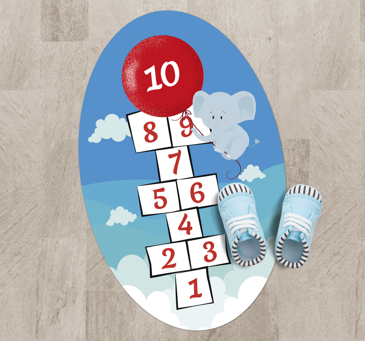 Hopscotch Balloon Elephant kids vinyl rug - TenStickers