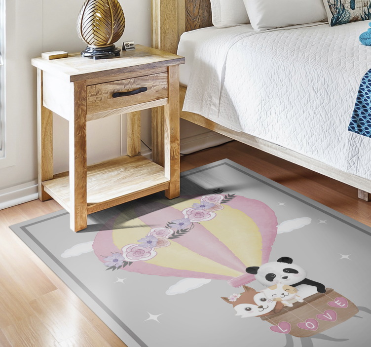 Hot Air Love kids vinyl rug - TenStickers